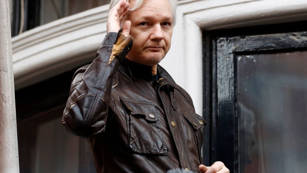 Julian Assange på Ecuadors ambassad i Storbritannien 2017.