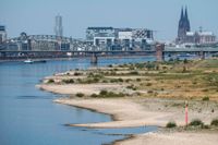 Floden Rhen vid Köln ser ut att sina.