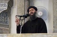 Bild från en militant islamisk video som sägs visa IS ledare Abu Bakr al-Baghdadi.
