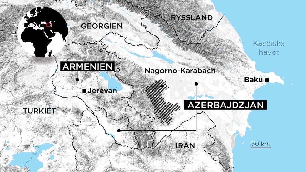 Det omstridda området Nagorno-Karabach är i fokus i konflikten.