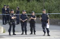 Poliser vid platsen för dödsskjutningen i Östberga i augusti 2017. Arkivbild.
