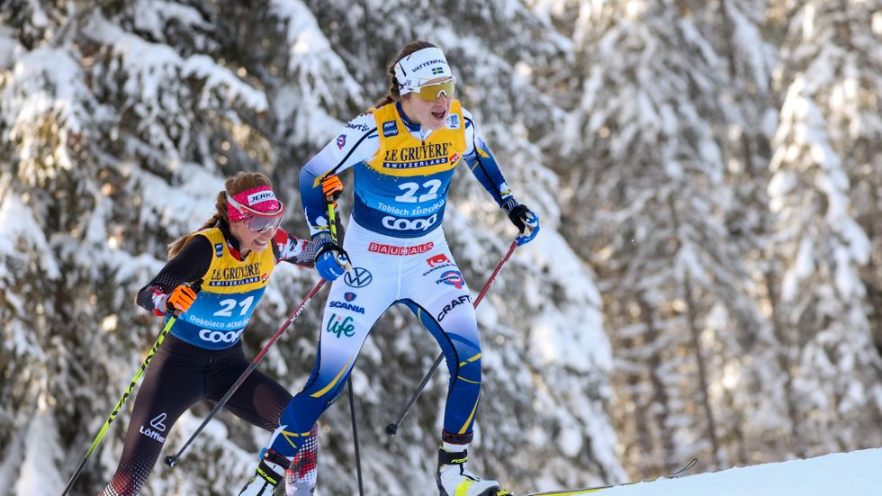 Ebba Andersson under Tour de ski i veckan. 