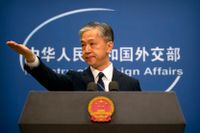 Wang Wenbin, talesperson för Kinas utrikesdepartement, under en pressträff i juli.