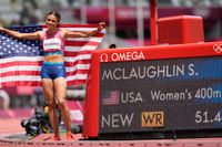 Sydney McLaughlin firar sitt OS-guld och världsrekord på 400 meter häck.