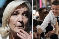 Presidentkandidaterna Marine Le Pen och Emmanuel Macron. 