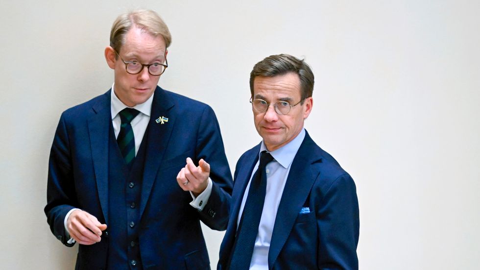Utrikesminister Tobias Billström och statsminister Ulf Kristersson.