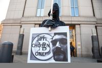 Protester utanför domstolen i New York där rättegången mot Ross Ulbricht hölls 2015.