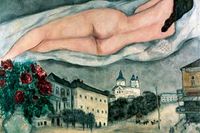 Nu au-dessus de Vitebsk (Nakenmodell över Vitebsk), Marc Chagall, 1933.