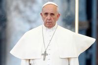 Påven Franciskus vid en fredsgudstjänst för Syrien på Petersplatsen den 7 september.