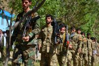 Milismän lojala till Ahmad Massoud, under en övning i Panjshirdalen. Det är den sista delen av Afghanistan som talibanerna ännu inte kontrollerar och där deras motståndare har samlats.