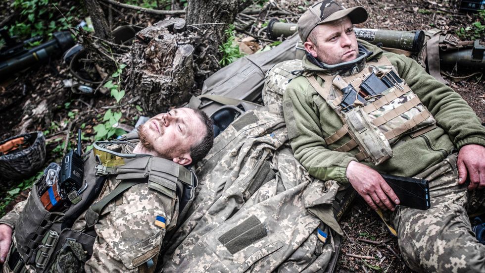 Ukrainska soldater i Donbass, Ukraina.