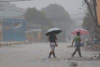 Regn i Iotas spår i La Lima i Honduras tidigare i veckan.
