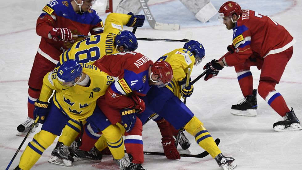 Tre Kronor inledde ishockey-VM med match mot Ryssland. Nästa år, när VM hålls i Danmark, spelar länderna i samma grupp på nytt.