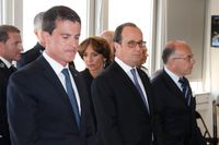 Premiärminister Manuel Valls och president François Hollande vid ett möte dagen efter attacken i Nice.