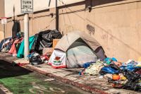 Tält från hemlösa i San Francisco, Kalifornien.