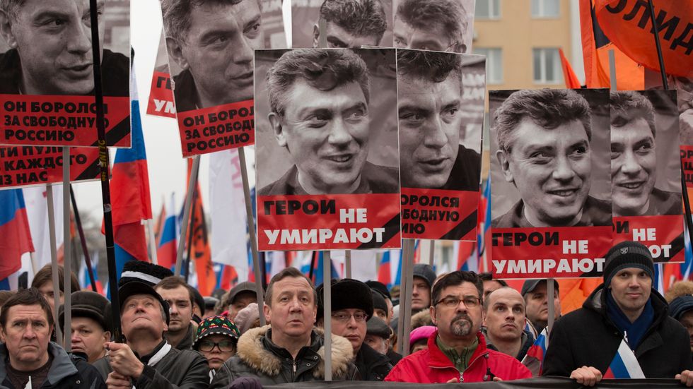 Många Moskvabor deltog i sorgemarschen för Boris Nemtsov den 1 mars i år.
