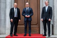 Frankrikes utrikesminister Jean-Yves Le Drian, Tysklands Heiko Maas och Storbritanniens Dominic Raab under ett möte i Berlin i fjol. Arkivbild.