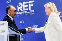 Marine Le Pen och Éric Zemmour gör upp om ytterhögerns väljare för att få utmana Emmanuel Macron om presidentskapet. Arkivbild.