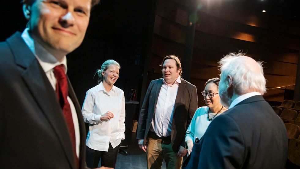 Mattias Svensson, Maria Ludvigsson, Andreas Ericson, Tove Lifvendahl och Olof Ehrenkrona i samband med läsarevent på Playhouse Teater i fjol.