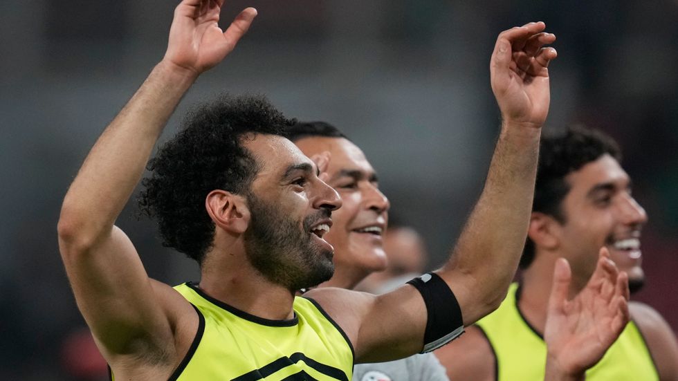 Mohamed Salah i semifinalen i afrikanska mästerskapen, där han spelar för Egyptens landslag.