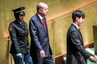 Erdogan i FN-högkvarteret under veckans besök i New York. 