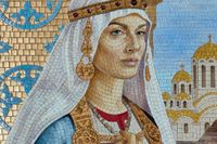 Nyskapad mosaik föreställande prinsessan Ingegerd Olofsdotter för Sofia-katedralen i Kiev. 