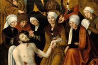 ”Kristi begråtande” av Lucas Cranach d ä från 1500-talets början. Tavlan inköptes 1970 på stadsauktion i Mariefred. Bilden är beskuren.