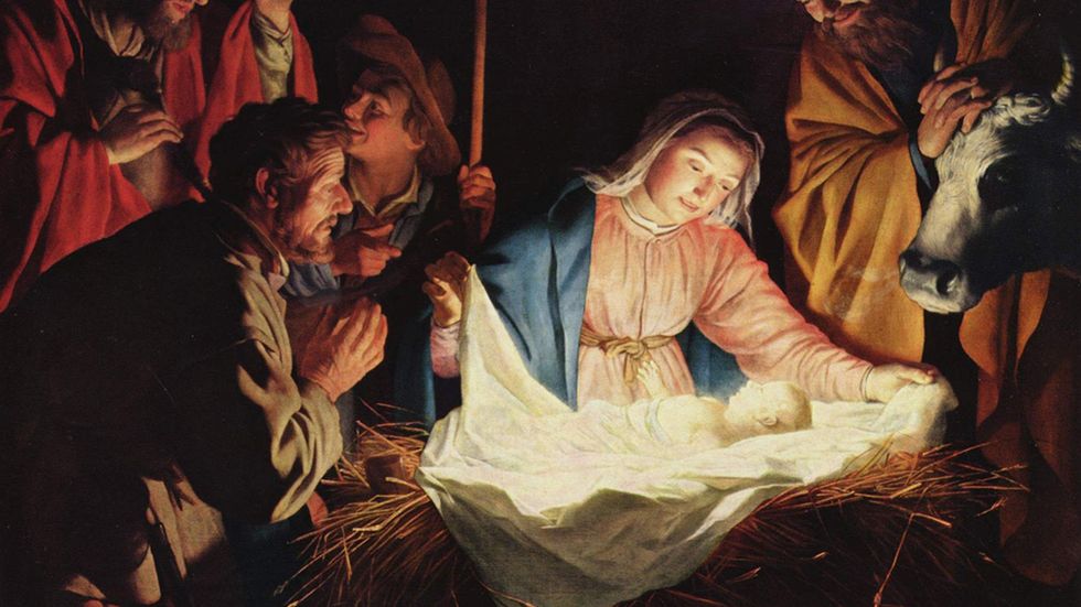 Målning av Gerard van Honthorst från 1622 som föreställer Jesu födelse.