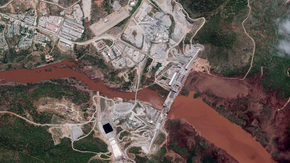 Satellitbild över dammområdet tagen 2020.