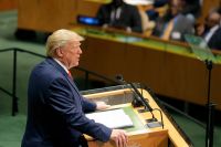 USA:s president Donald Trump talar i FN under tisdagen.