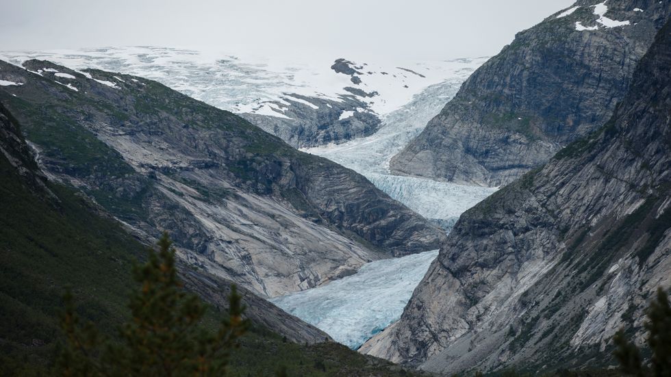 På tio år har Nigardsglaciären krympt 504 meter. Arkivbild.