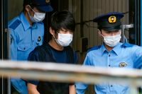 Tetsuya Yamagami vid en polisstation i Nara i söndags. Arkivbild.