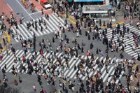 Övergångsstället i Shibuya är världskänt på grund av alla människor. 
