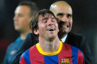 Leo Messi och Pep Guardiola i Barcelona 2011.