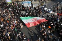 En demonstration till stöd för regimen i Mashhad i Iran den 4 januari.