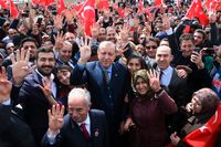 Turkiets president Recep Tayyip Erdogan under ett valmöte i Erzurum i östra Turkiet tidigare i veckan.