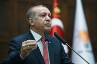 Turkiets president Recep Tayyip Erdogan talar i parlamentet i Ankara. Arkivbild.