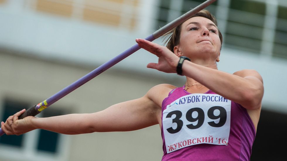 Ryskan Vera Rebrik, som tog EM-guld i spjut 2012, får ställa upp i VM i London i sommar. Arkivbild.