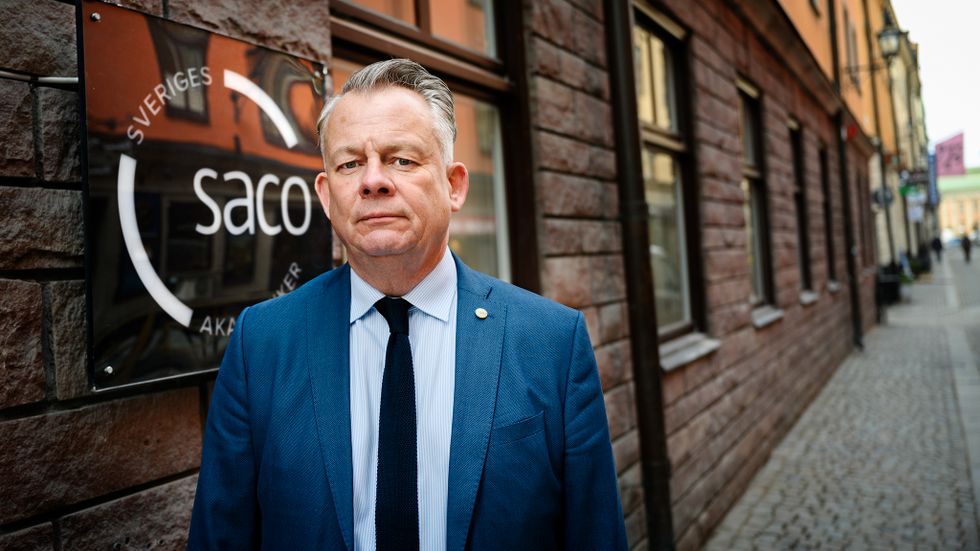 Göran Arrius är ordförande för den fackliga central­organisationen Saco, som består av 21 fackförbund.