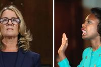 Christine Blasey Ford 2018 och Anita Hill 1991. Båda vittnade mot domare som röstades in i USA:s högsta domstol.