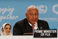 Fijis premiärminister Frank Bainimarama känner sig förolämpad av Australiens Scott Morrison efter ett regionalt möte i veckan. Arkivbild.