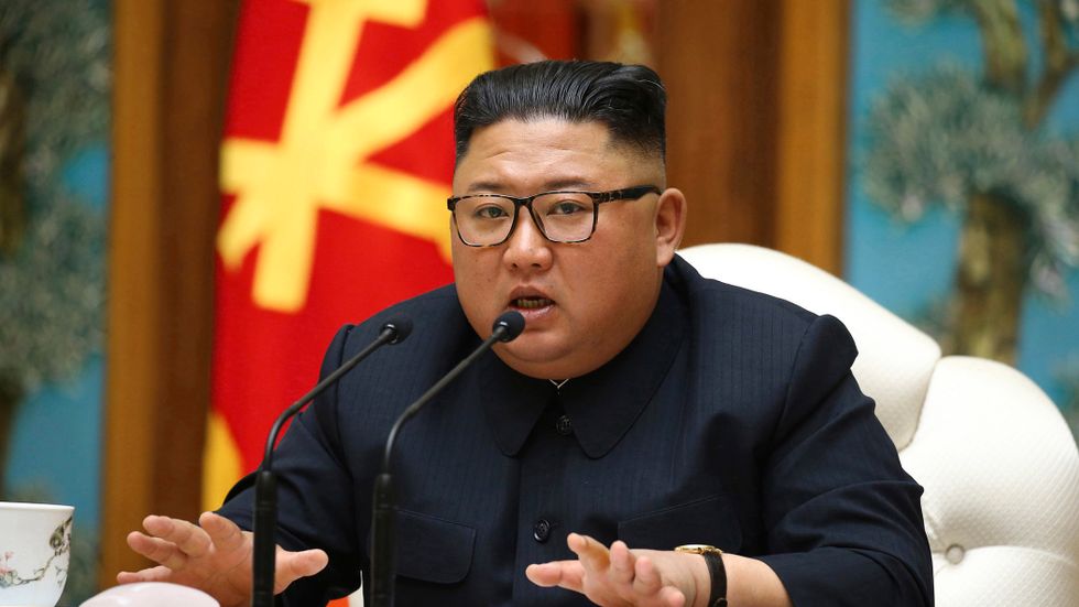 Nordkoreas ledare Kim Jong-Un. Bilden har publicerats av den statliga nyhetsbyrån KCNA och sägs visa diktatorn vid ett möte med det styrande arbetarpartiet den 11 april. Arkivbild.