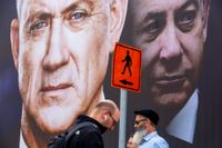 Strid på kniven. Korruptionsåtalade premiärministern Benjamin Netanyahu och hans rival Benny Gantz (till vänster i bild) möts igen.
