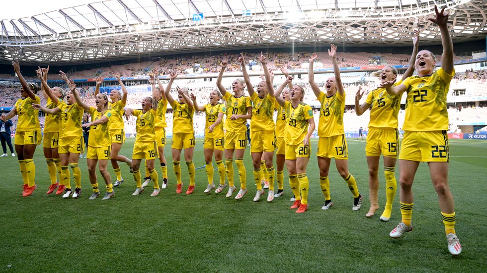 Sverige jublar efter segern mot England i lördagens VM-bronsmatch.