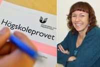 Maria Johansson vid Umeå universitet, tidigare SFI-lärare i svenska, konstruerar frågorna kring ord (sedan 2008) och meningskomplettering (sedan 2011) i högskoleprovet.