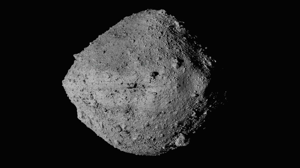 Asteroiden Bennu fotograferad från rymdsonden Osiris-Rex. Arkivbild.