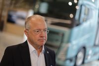 Lastbilskoncernen AB Volvos vd Martin Lundstedt presenterar koncernens kvartalssiffror för det andra kvartalet 2023.