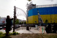 Majdantorget i Kiev stor i centrum för protesterna 2014 som finns dokumenterade på Majdanmuseet. Arkivbild.
