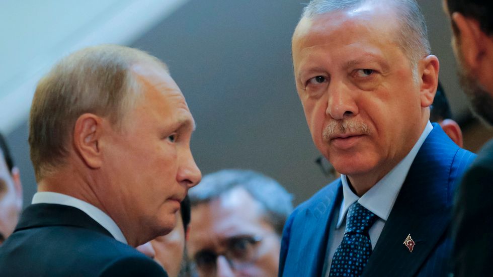 Rysslands president Vladimir Putin Turkiets president  Recep Tayyip Erdogan har träffats ofta den senaste tiden. Den här bilden är från ett möte i Sotji 2018.