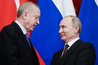 Turkiets president Recep Tayyip Erdogan tillsammans med Rysslands president Vladimir Putin.